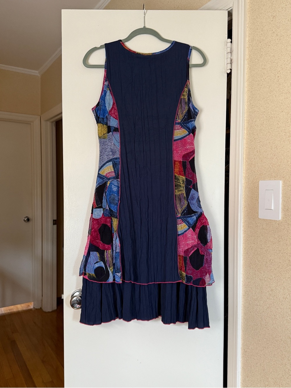 Vintage Y2K Mé Paris Asymmetric Patchwork Dress - Made in France Size T3 US 8/10 - Picture 4 of 9